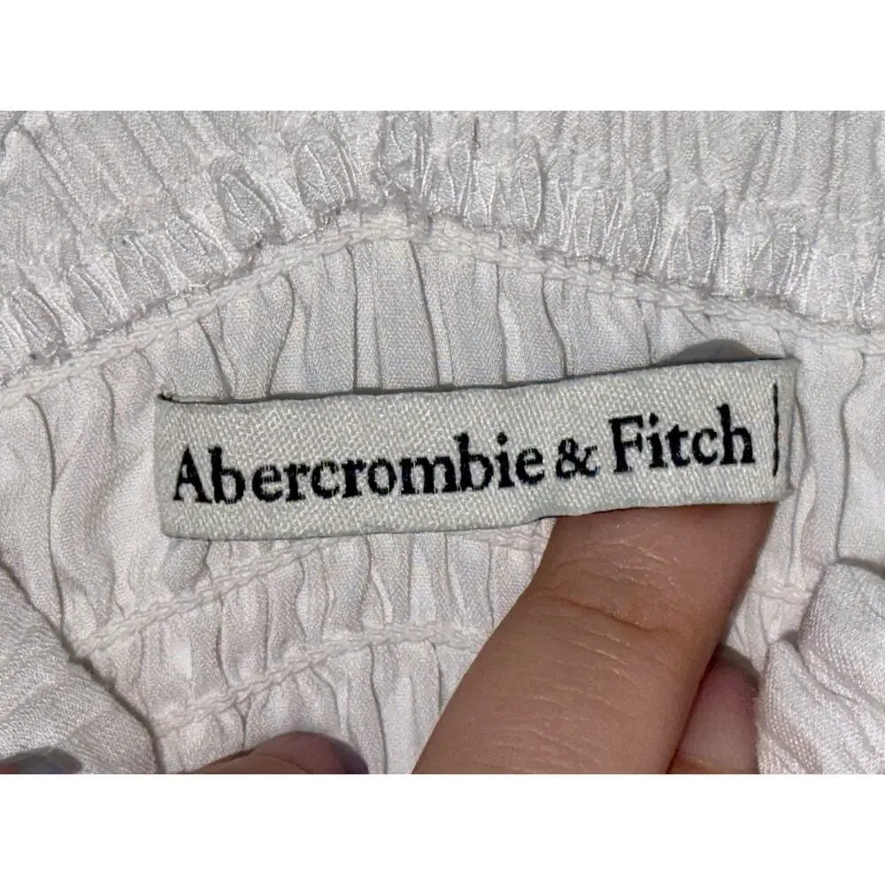 Abercrombie & Fitch White Smocked Tiered Sundress Maxi Dress Women Size L Petite